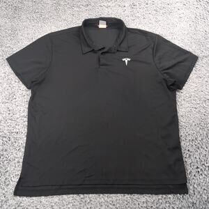 Tesla Polo Shirt Men Extra Large Black Casual Golf Moisture Wicking Preppy Nerd